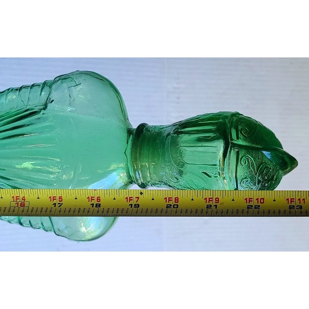 Vintage Green‎ Glass Knight Armor Wine Bottle Decanter Glassware Collectible